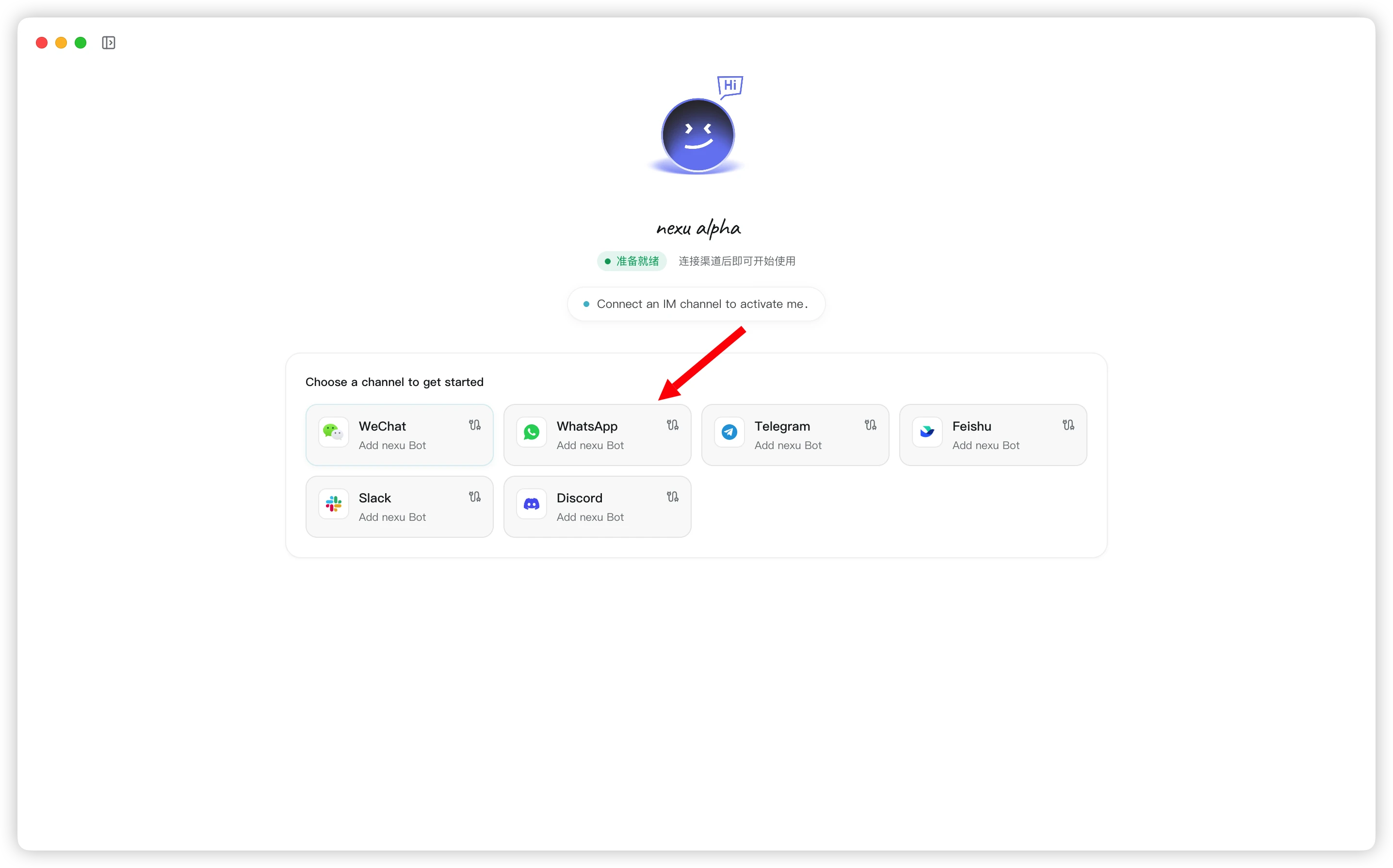 Select WhatsApp channel